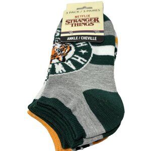 3-Pack Stranger Things Hawkins High Tigers Logo Ankle Socks Women Fan Gift NEW